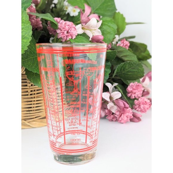 Clear Cocktail Recipe Mixing Glass Mixology Measuring Cup Vintage MCM Barware - Picture 3 of 4